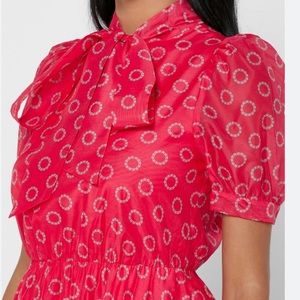 Ted Baker London Dottyy Puff Sleeve Minidress in Coral - Size US 6